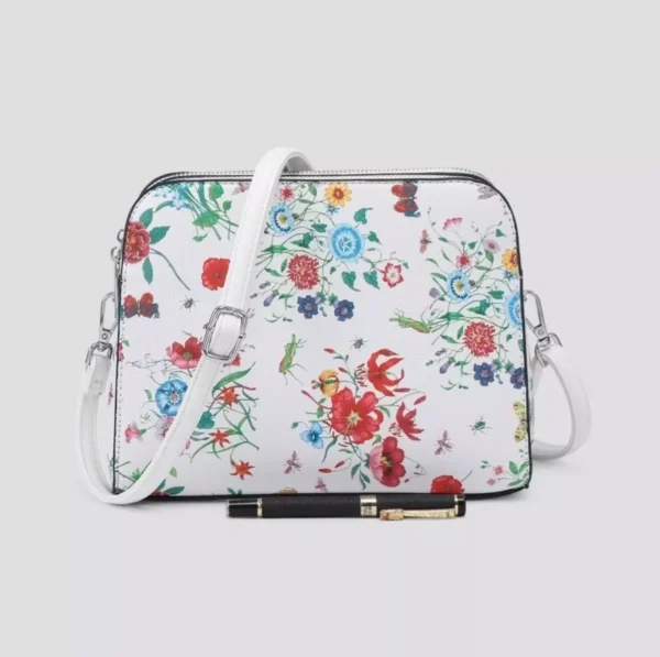 Ladies Flowery Crossbody Bag with Adjustable Strap Shopping - Image 7